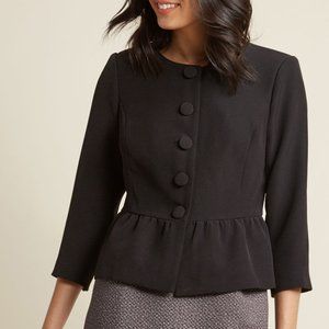 EUC Modcloth Cropped Button Up Peplum Jacket Size